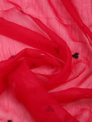 Embroidered Organza Unstitched Suit With Pant & Dupatta