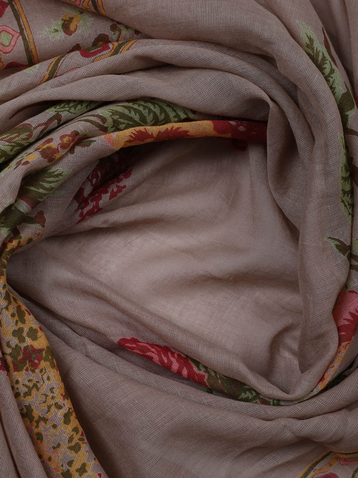 Embroidered Cotton Blend Unstitched Suit With Pant &amp; Dupatta