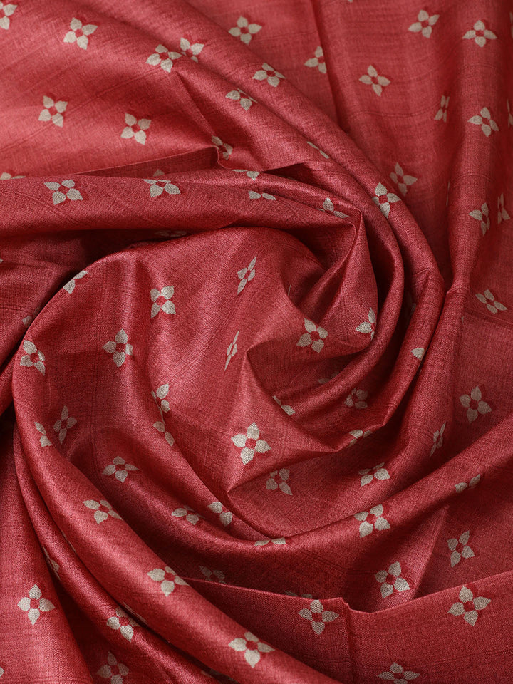 Embroidered Chanderi Unstitched Suit With Pant &amp; Dupatta