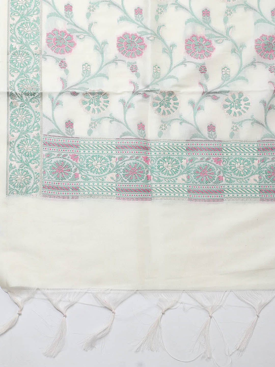 Banarasi Chanderi Unstitched Suit With Pant &amp; Dupatta