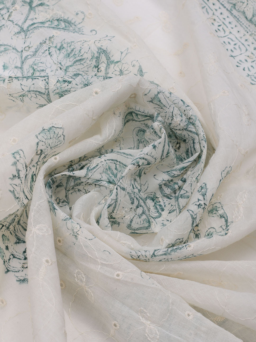Printed Cotton Blend Unstitched Suit With Dupatta
