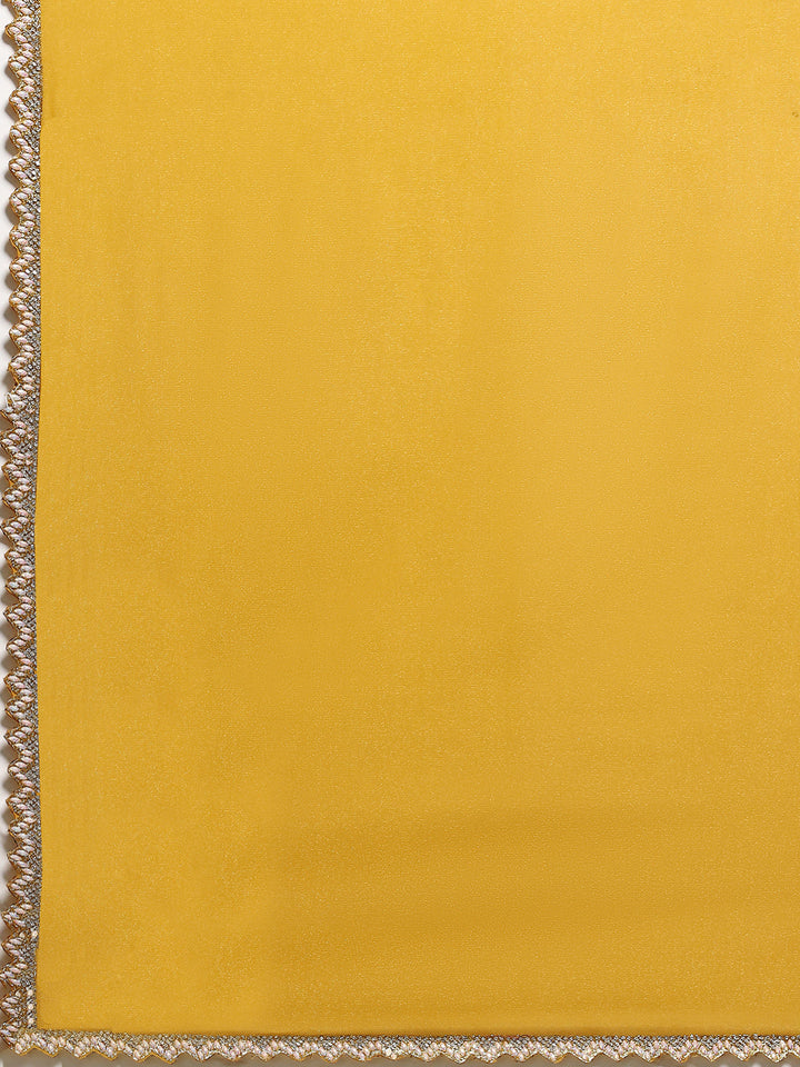 Plain Lace Border Georgette Saree