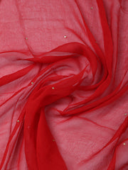 Woven Design Chanderi Rust Unstitched Suit With Pant & Dupatta