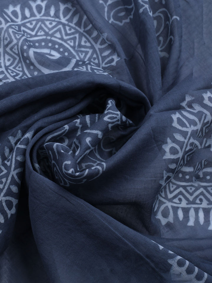 Printed Cotton Blend Unstitched Kurta With Pant &amp; Dupatta