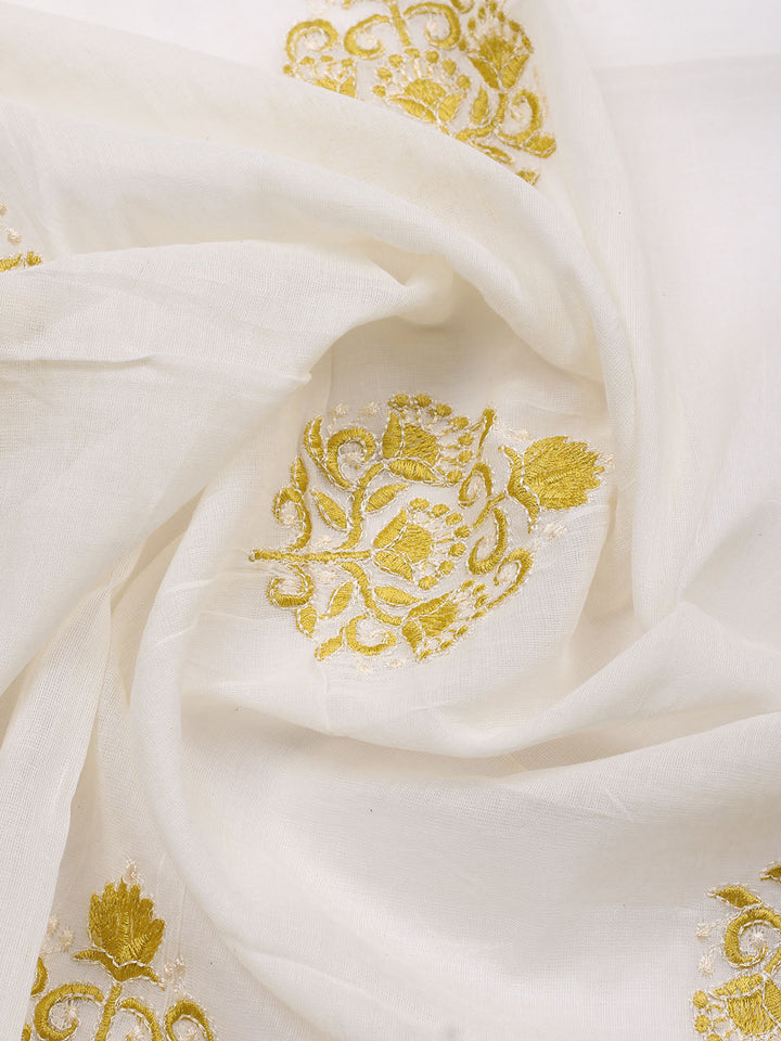 Printed Cotton Blend Unstitched Suit With Pant &amp; Dupatta