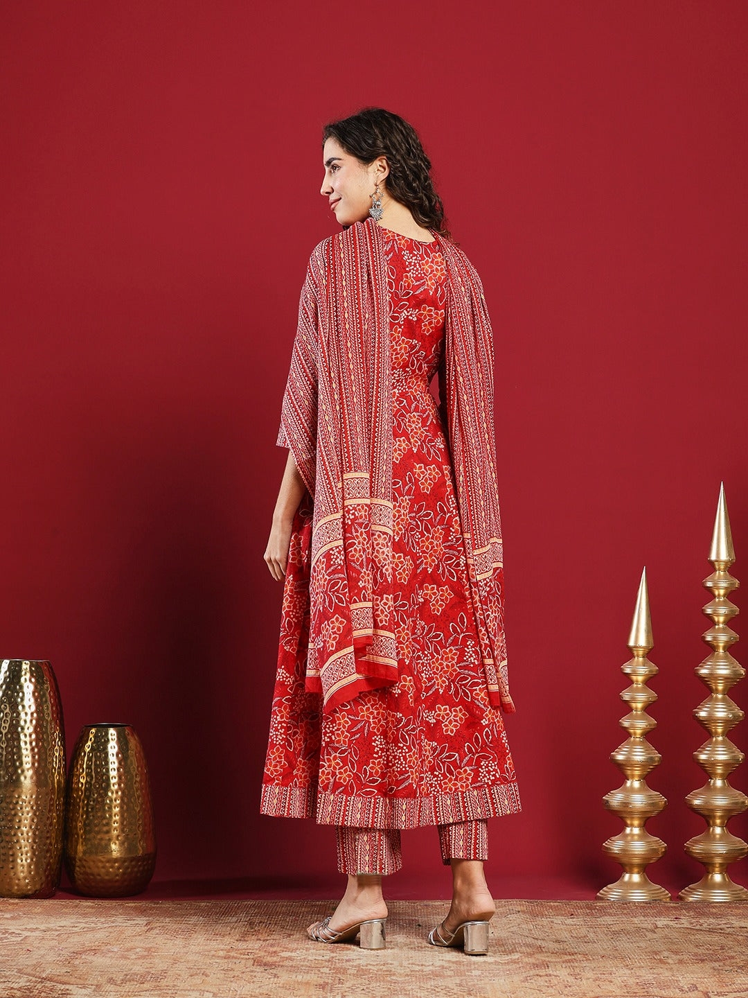 Printed Cotton Kurta With Pant &amp; Dupatta