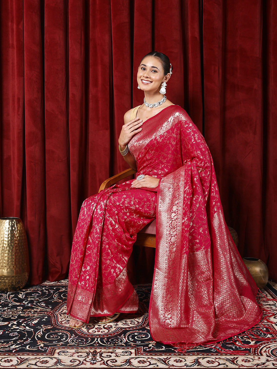 Zaari Jaal Crepe Saree