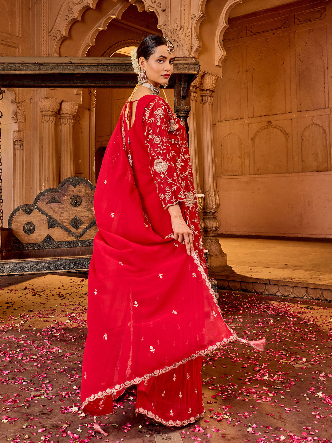 Rani Georgette Kurta With Pant &amp; Dupatta