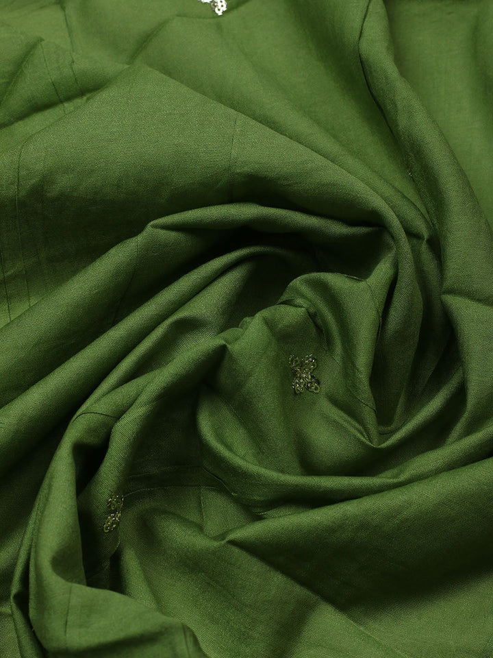 Embroidered Chanderi Unstitched Suit With Pant &amp; Dupatta