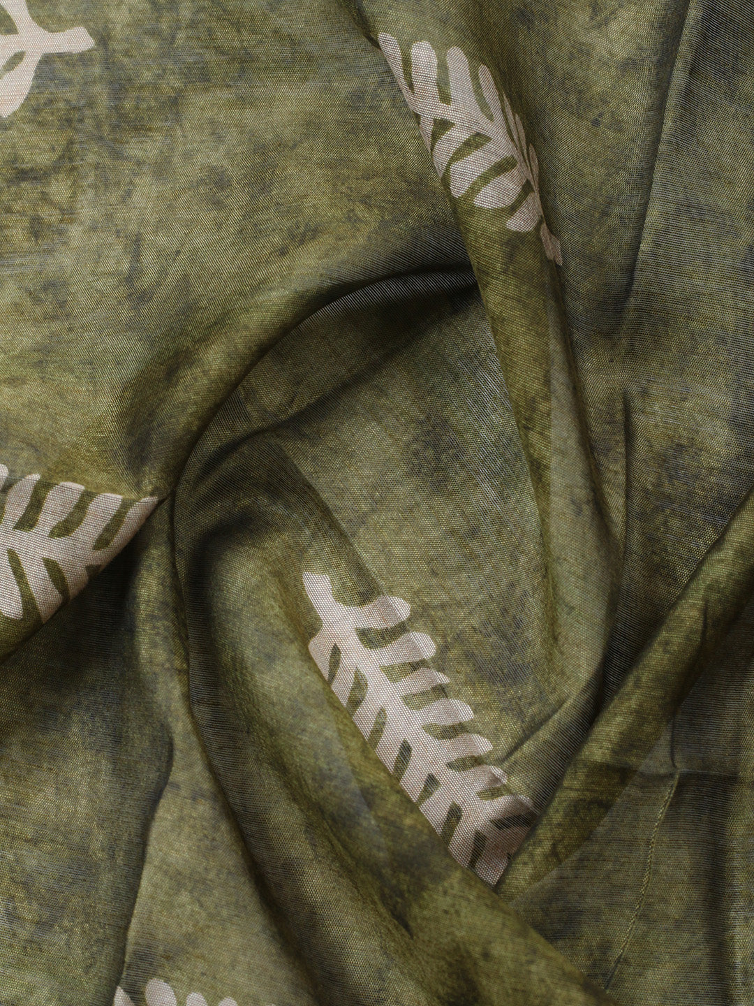 Printed Chanderi Unstitched Suit With Pant &amp; Dupatta