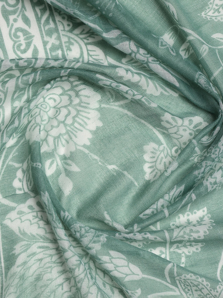 Printed Cotton Blend Unstitched Suit With Dupatta