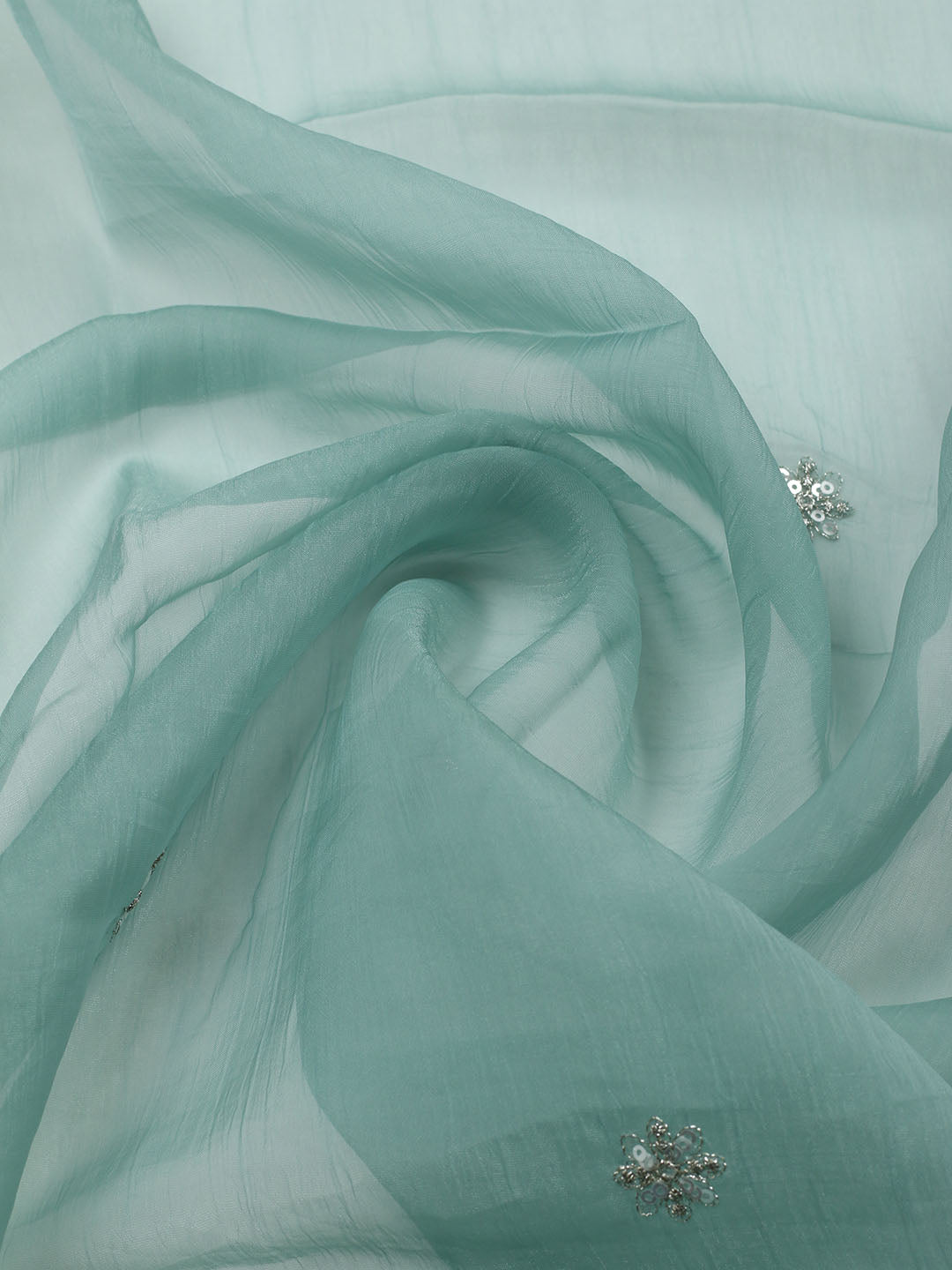 Embroidered Organza Unstitched Suit With Pant &amp; Dupatta