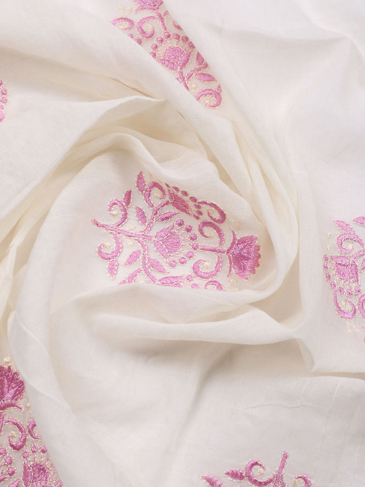 Printed Cotton Blend Unstitched Suit With Pant &amp; Dupatta