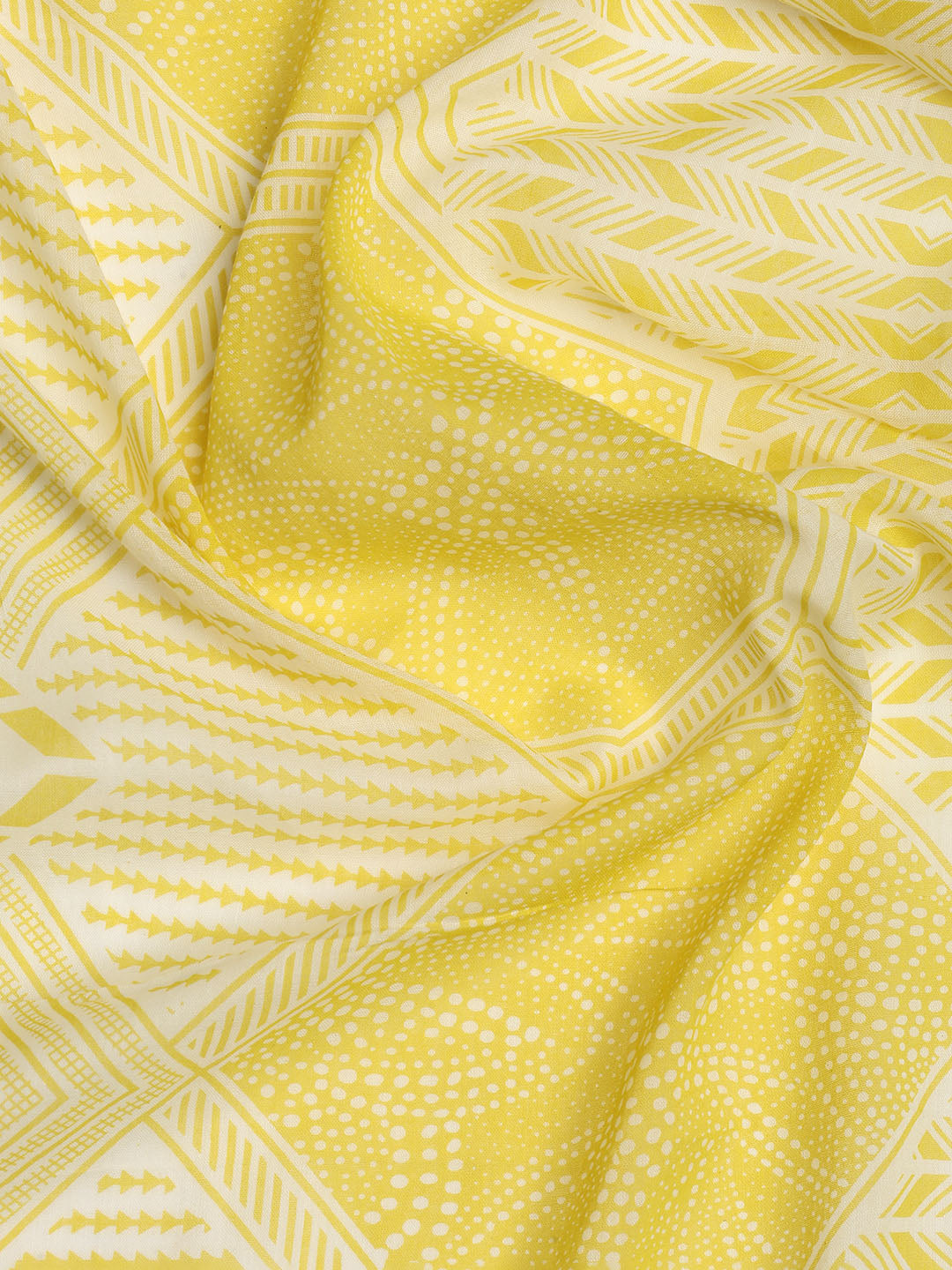 Printed Cotton Blend Unstitched Suit With Dupatta