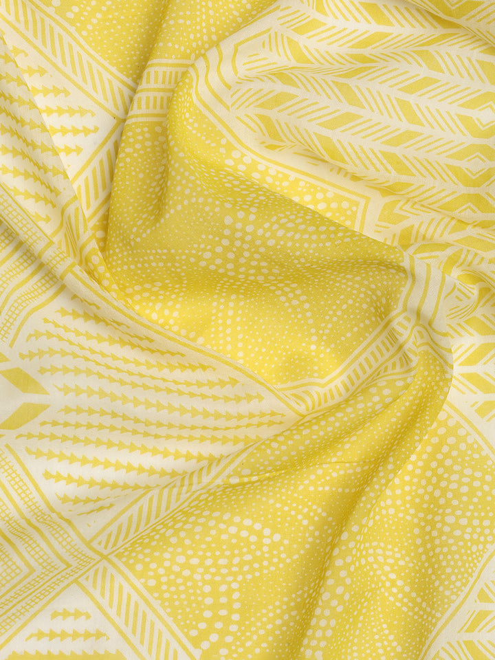 Printed Cotton Blend Unstitched Suit With Dupatta
