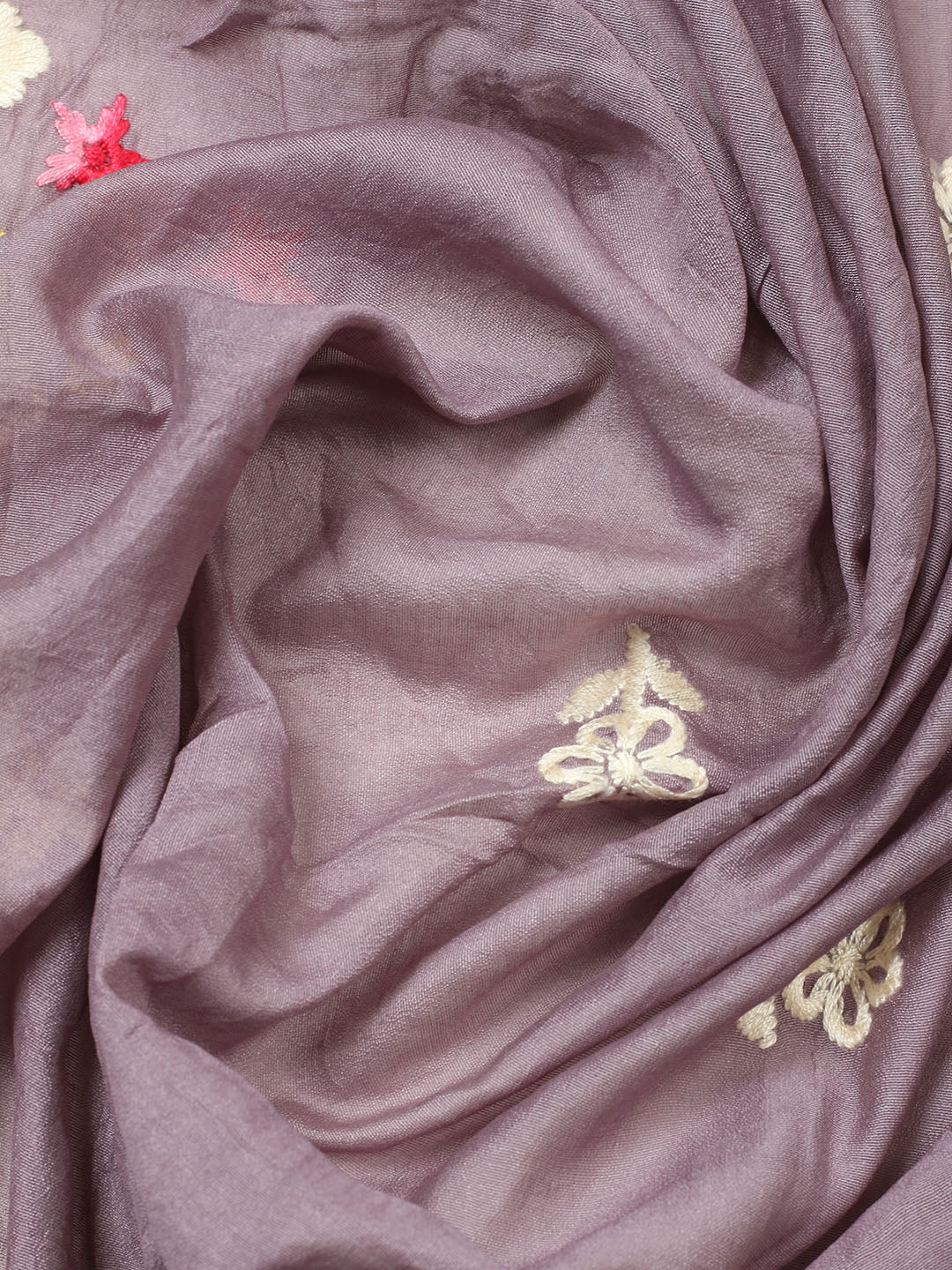Embroidered Chanderi Unstitched Suit With Pant &amp; Dupatta