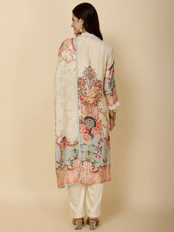 Printed Muslin Suit Set With Dupatta