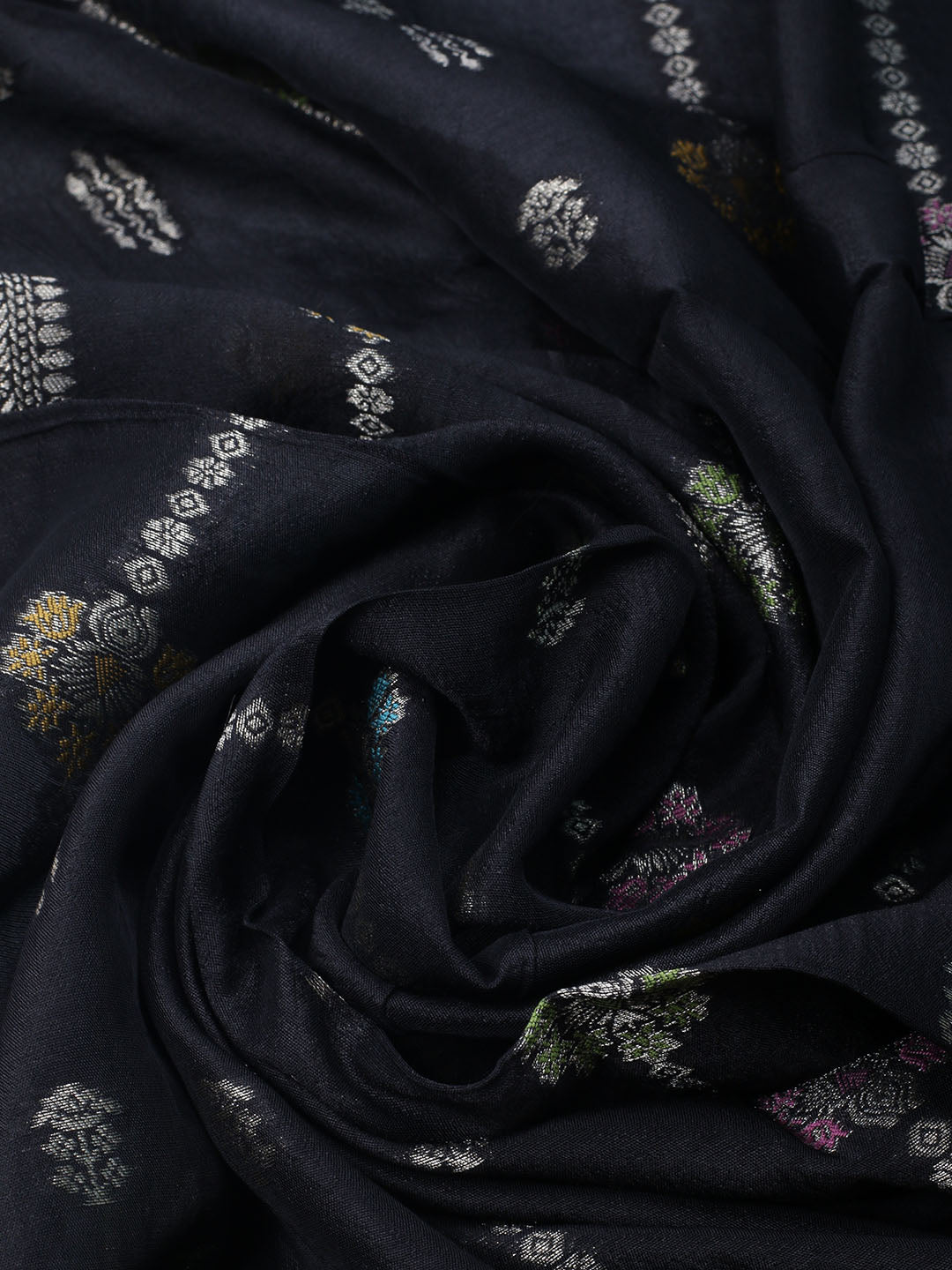Embroidered Art Silk Unstitched Suit With Dupatta