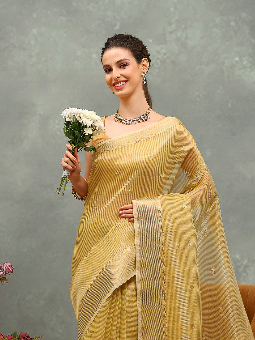 Embroidered Tissue Saree