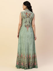 Digital Printed Crepe Gown