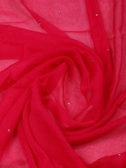 Woven Design Chanderi Rani Unstitched Suit With Pant & Dupatta