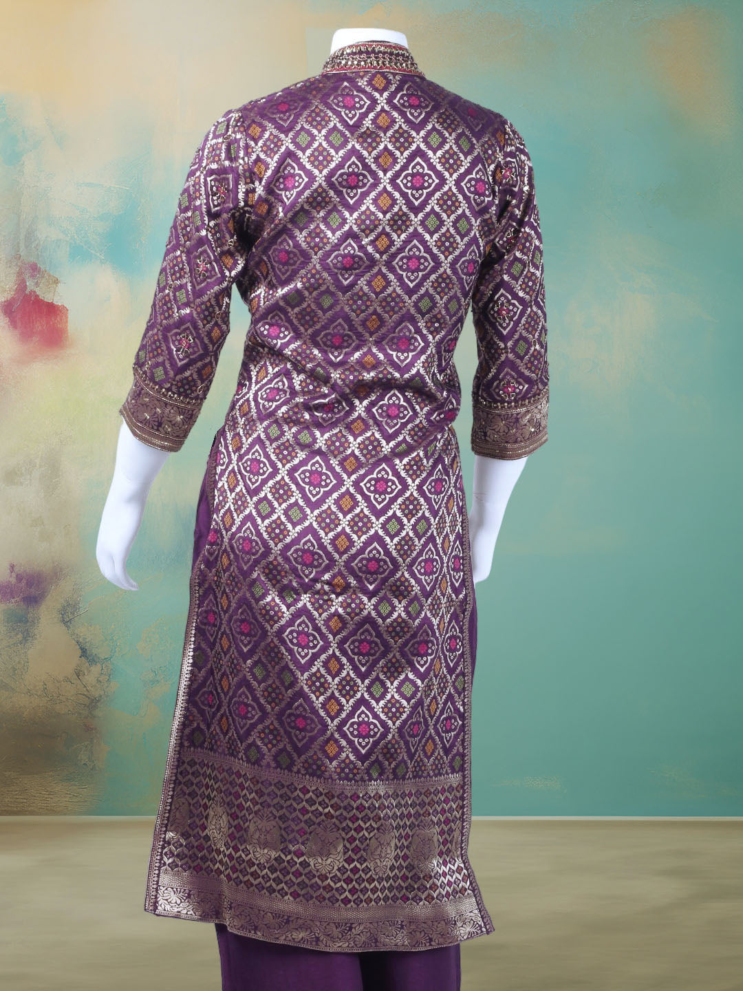 Banarasi Wave With Embroidered Kurta With Palazzo &amp; Dupatta