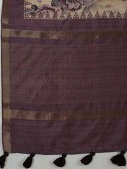 Digital Printed Art Silk Lavender Beige Saree