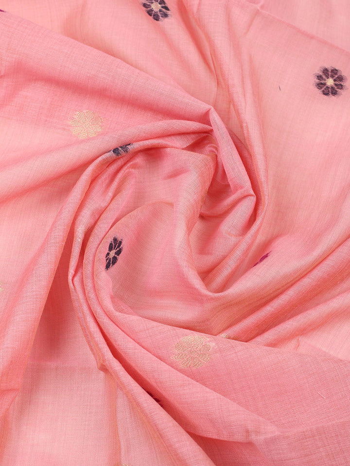 Embroidered Chanderi Unstitched Suit With Pant &amp; Dupatta