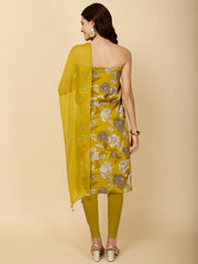 Floral Printed Cotton Unstitched Suit Piece With Dupatta