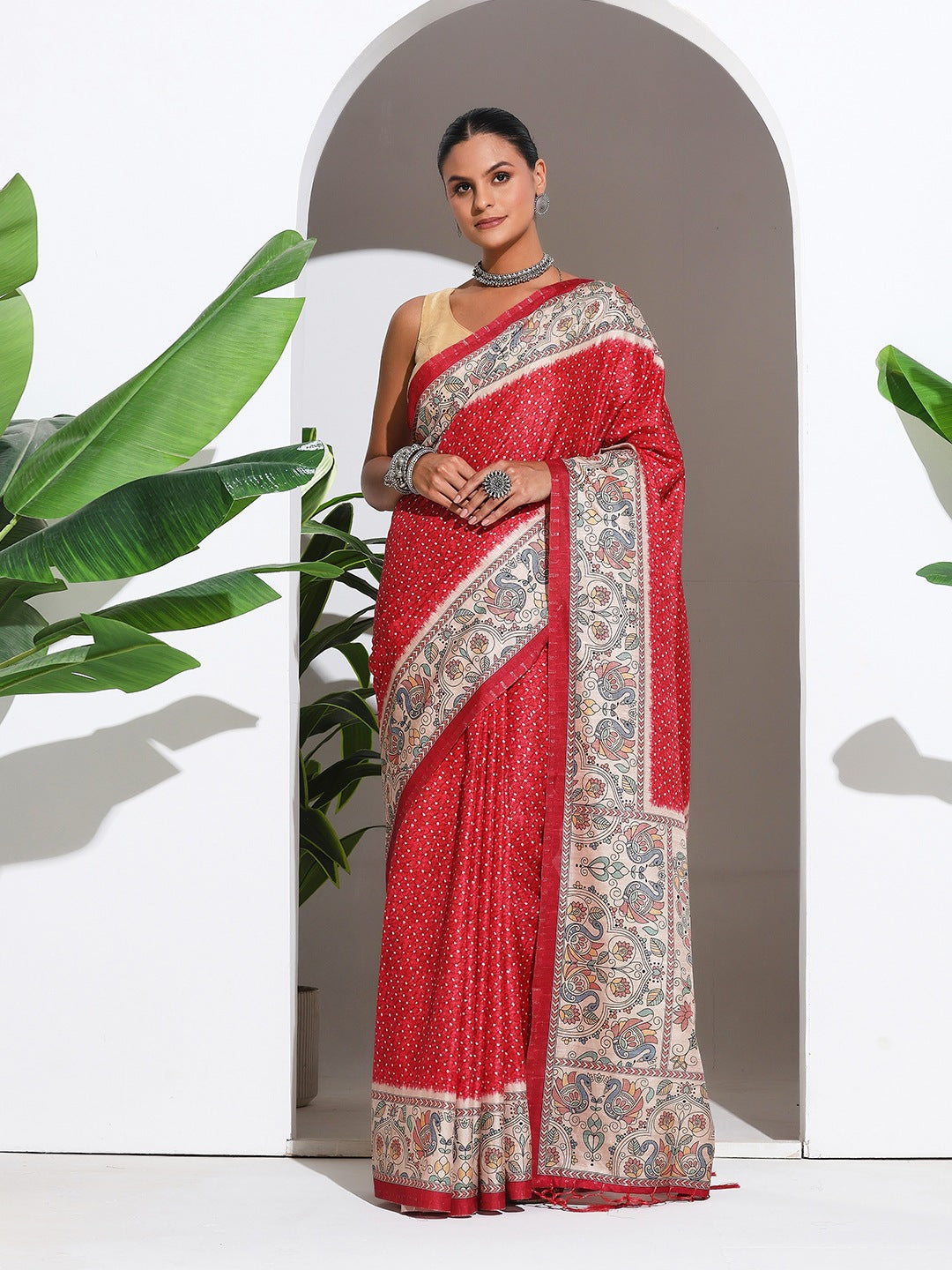 Printed Tussar Silk Saree