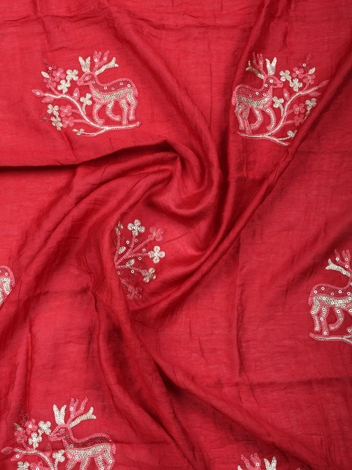 Embroidered Cotton Blend Unstitched Suit With Pant &amp; Dupatta