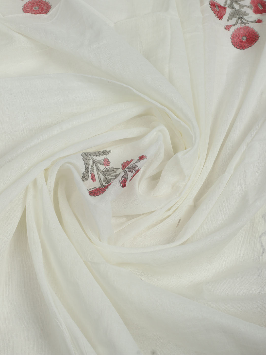 Embroidered Chanderi Unstitched Suit With Pant &amp; Dupatta