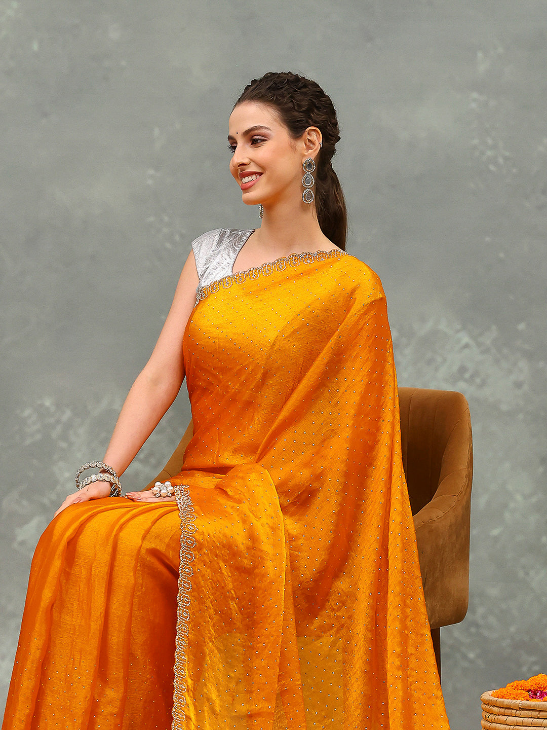 Embroidered Chiffon Saree