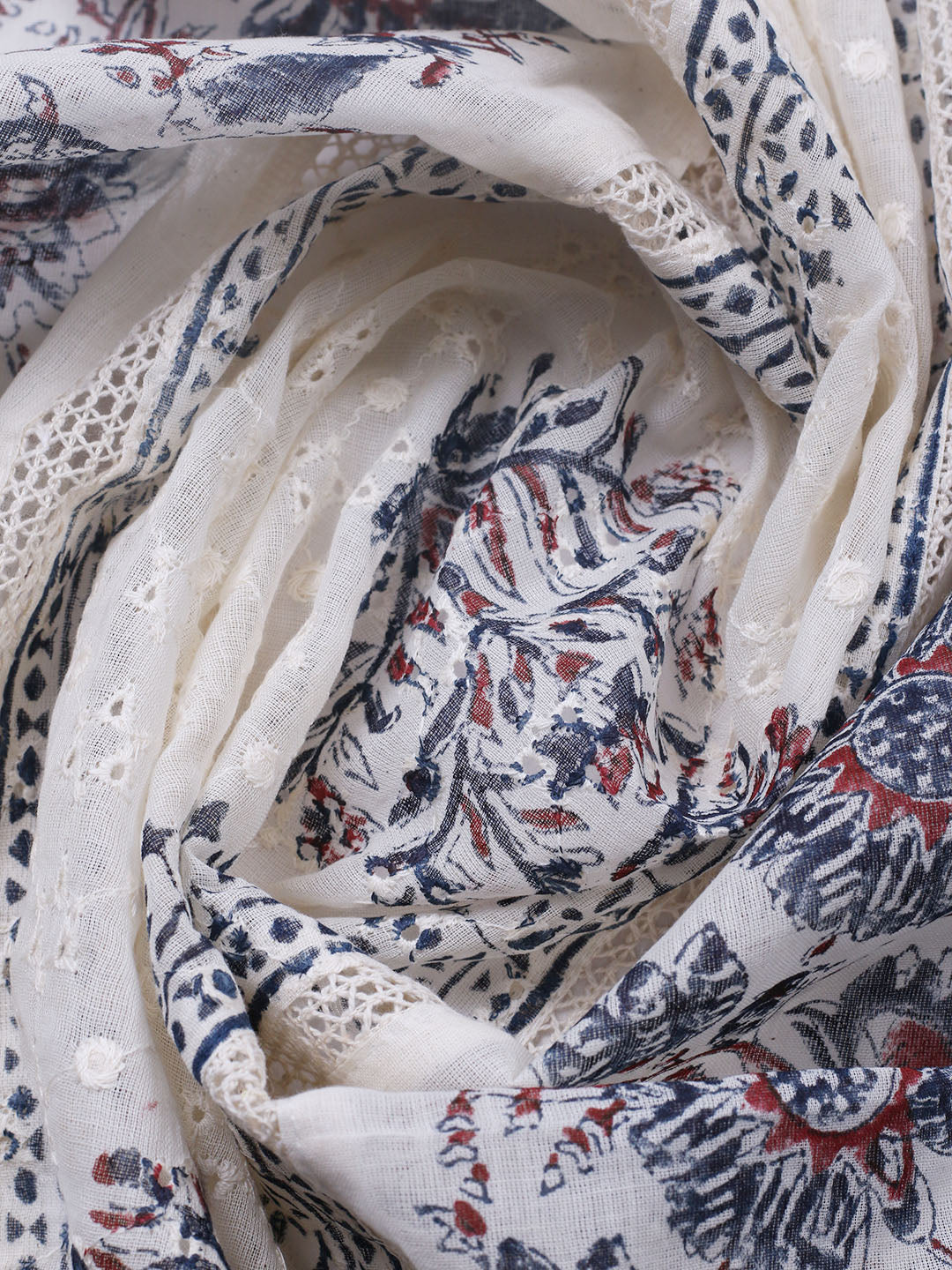 Embroidered Cotton Blend Unstitched Suit With Pant &amp; Dupatta