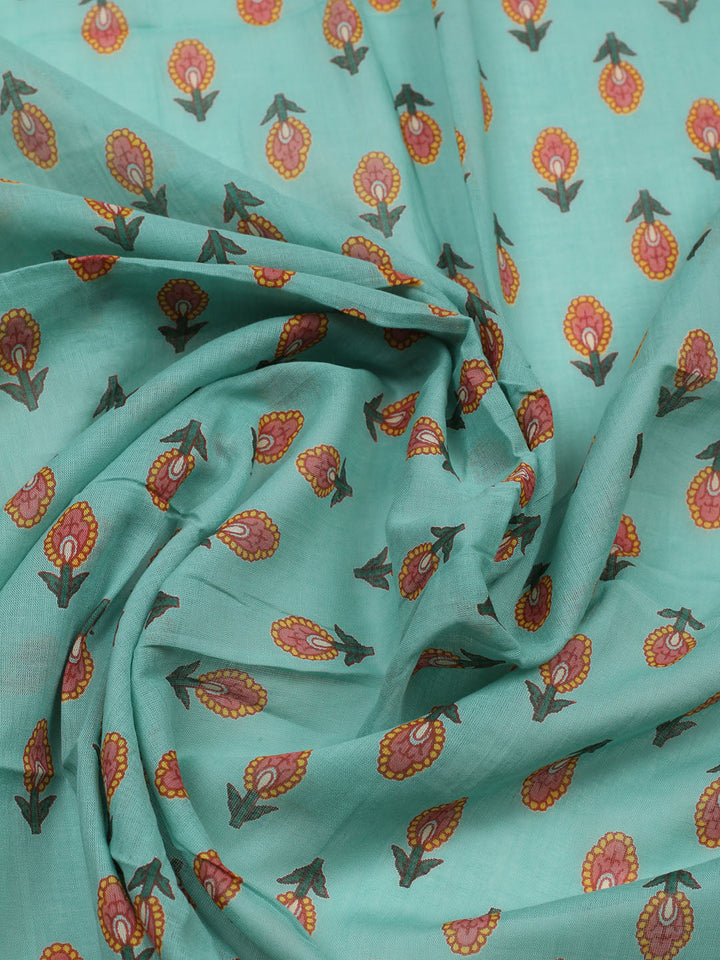 Embroidered Cotton Blend Unstitched Suit With Pant &amp; Dupatta