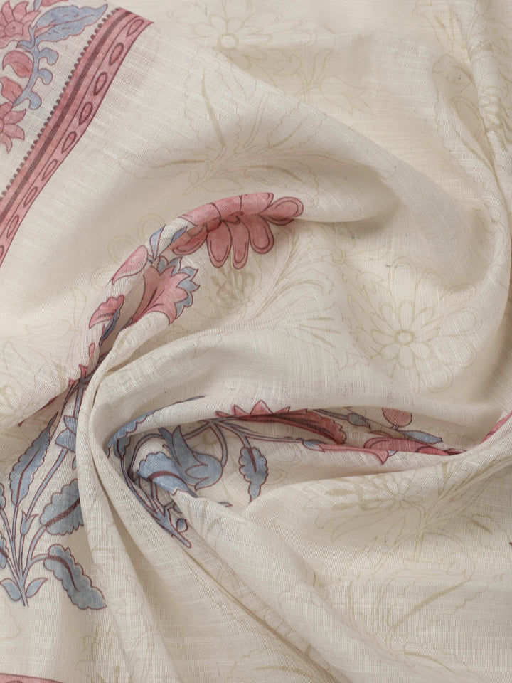 Embroidered Cotton Blend Unstitched Suit With Pant &amp; Dupatta