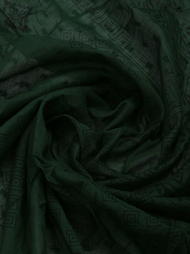 Patch Neck Cotton Blend Unstitched Suit With Dupatta