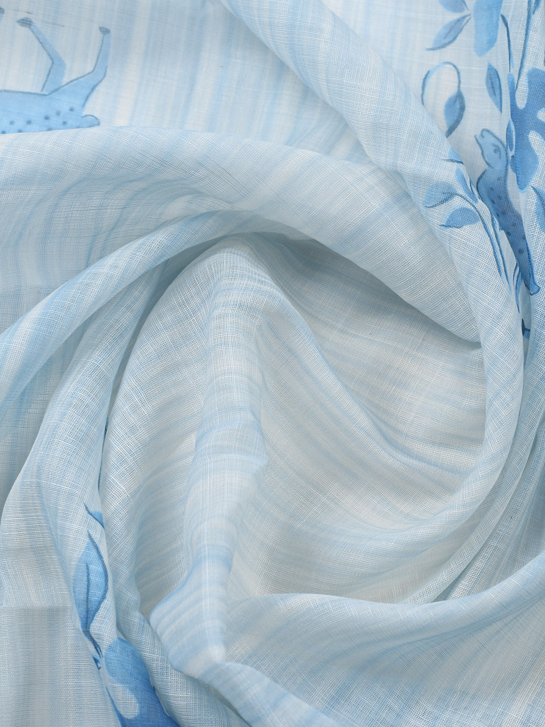Printed Linen Blend Unstitched Suit With Pant &amp; Dupatta