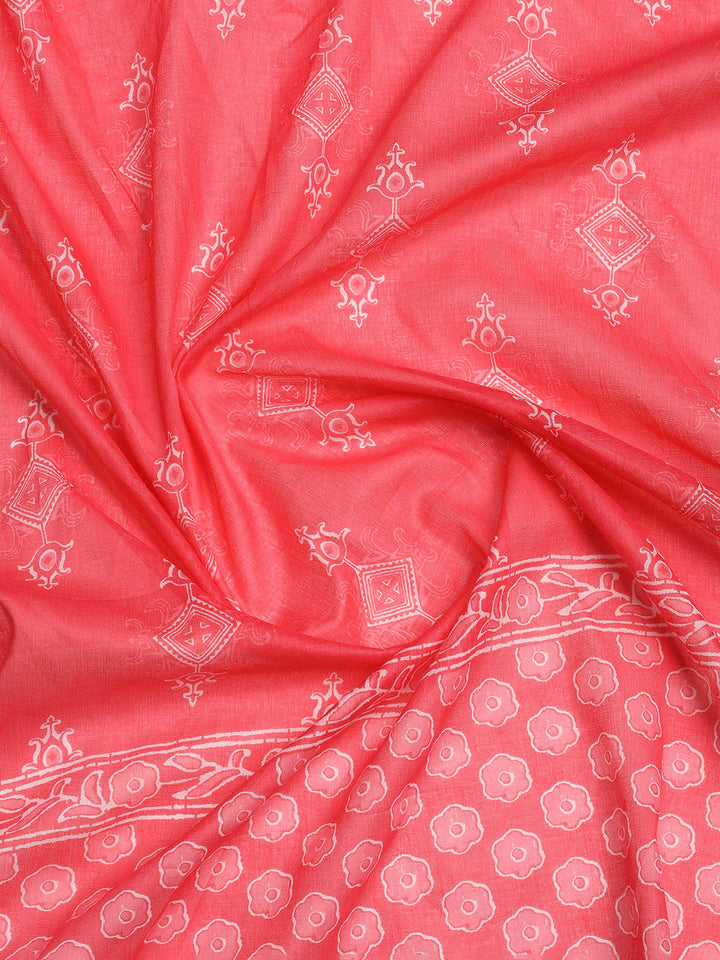 Neck Embroidered Cotton Blend Unstitched Suit With Dupatta