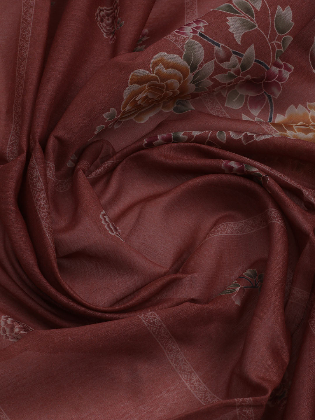 Printed Chanderi Unstitched Suit With Dupatta
