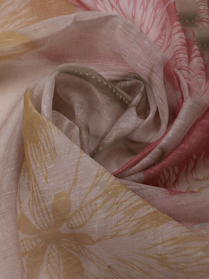Embroidered Linen Unstitched Kurta With Pant &amp; Dupatta
