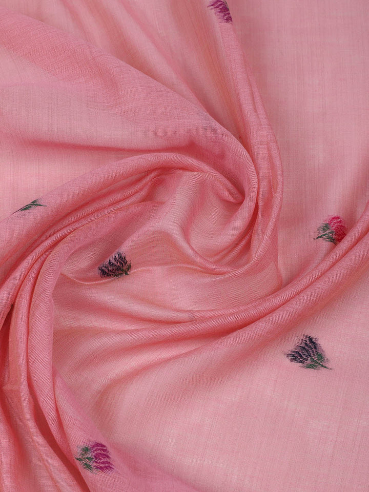 Embroidered Chanderi Unstitched Suit With Pant &amp; Dupatta