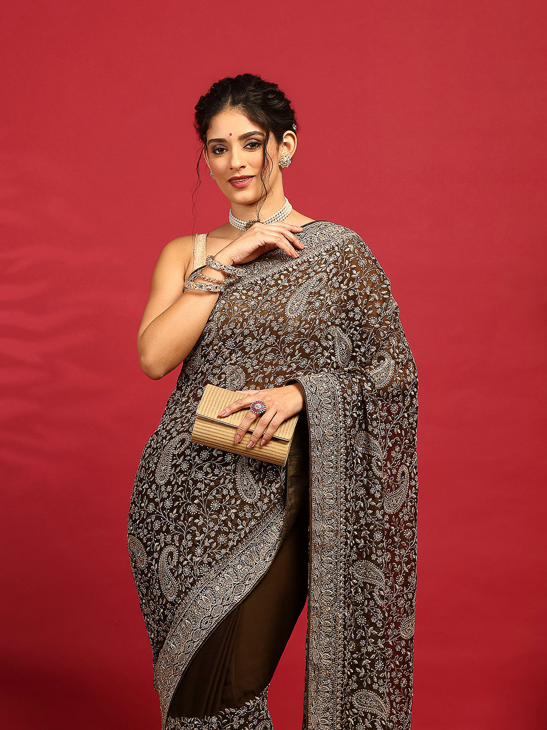 Embroidered Georgette Saree