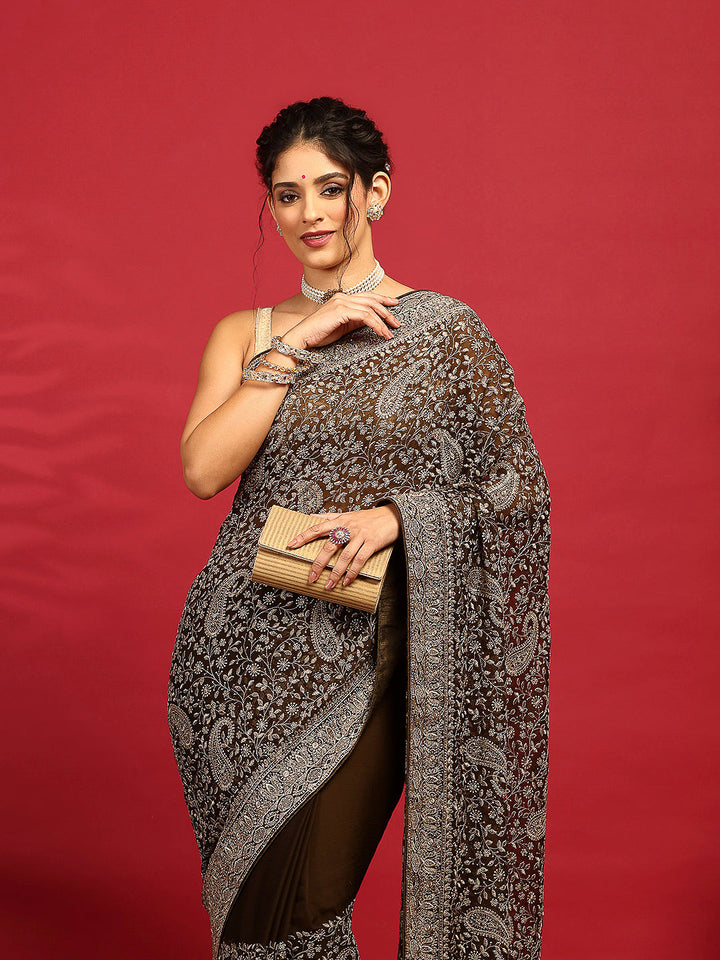 Embroidered Georgette Saree