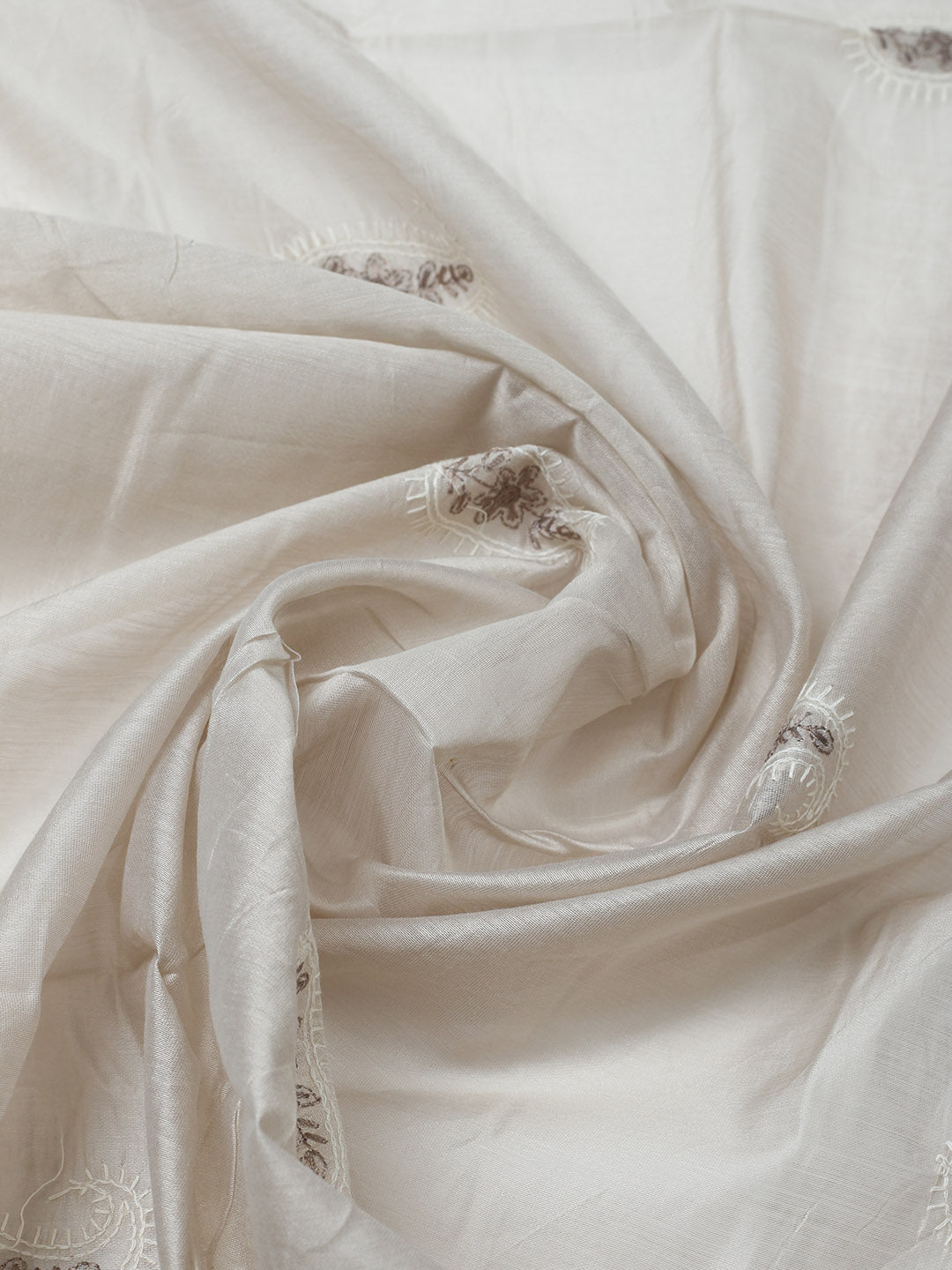 Embroidered Cotton Blend Unstitched Suit With Pant &amp; Dupatta