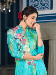 Floral Printed Cotton Straight Kurta With Palazzo