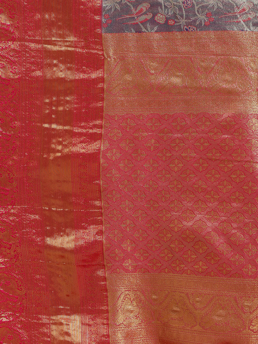 Woven Brodcade Zari Jaal Art Silk Saree