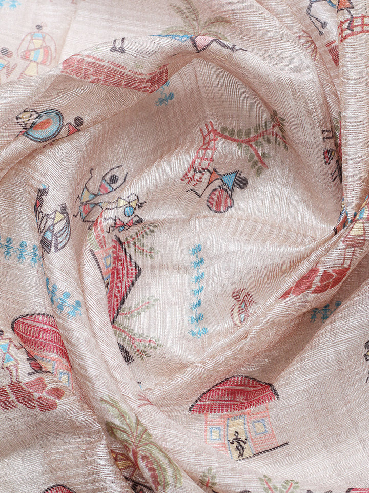 Embroidered Chanderi Unstitched Suit With Pant &amp; Dupatta