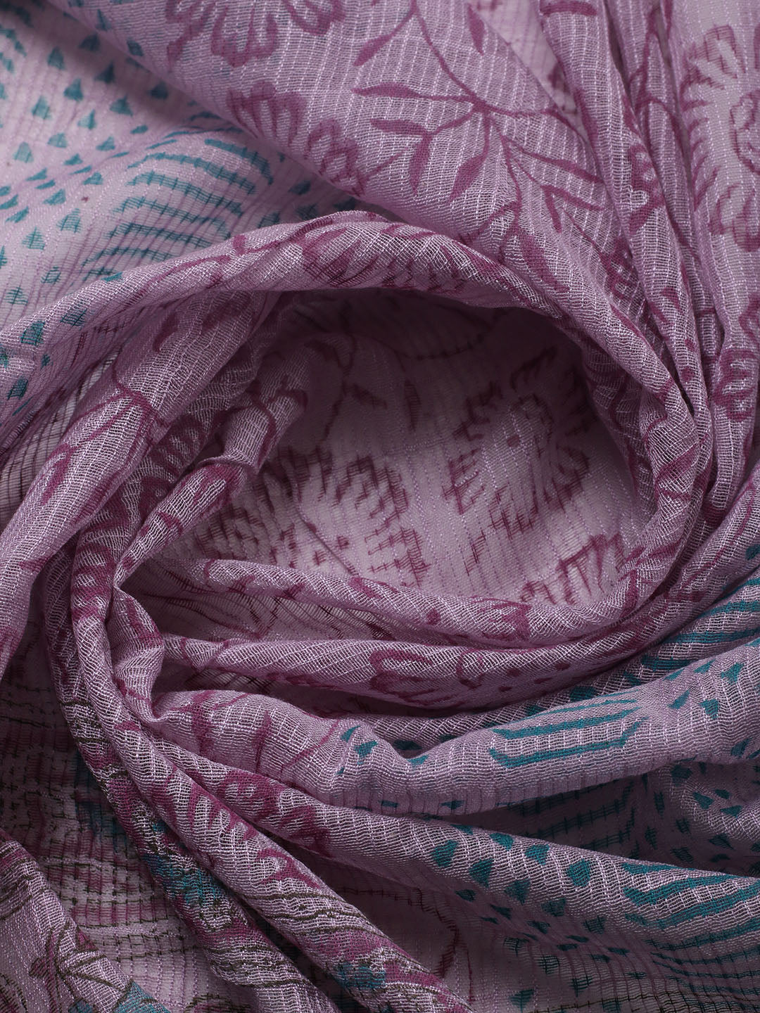 Printed Cotton Blend Unstitched Suit With Pant &amp; Dupatta