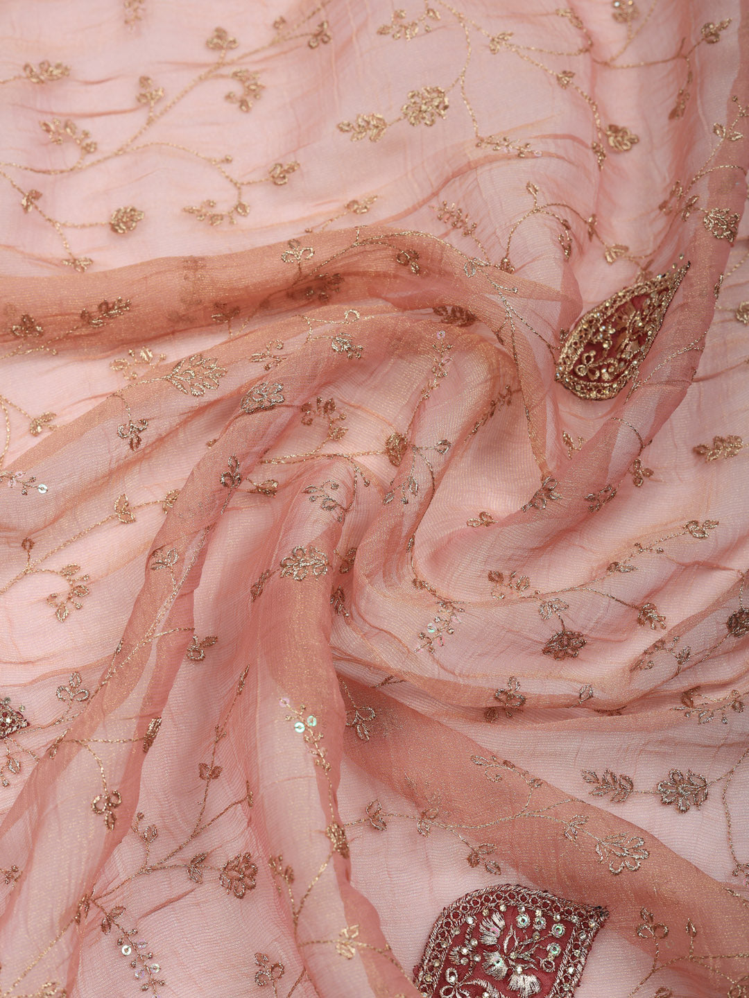 Embroidered Tissue Unstitched Suit With Pant &amp; Dupatta